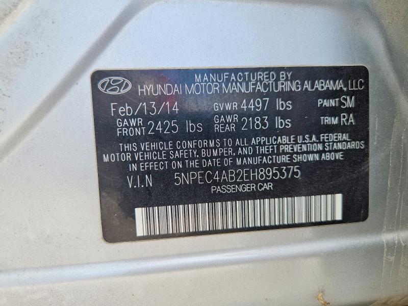 54477316 :رقم المزاد ، 5NPEC4AB2EH895375 vin ، 2014 Hyundai Sonata مزاد بيع