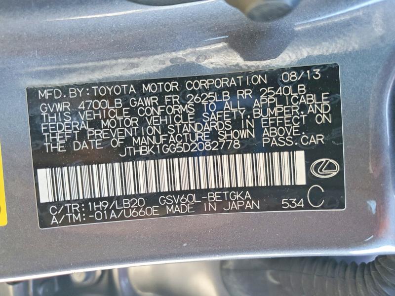Aukcja sprzedaży 2013 Lexus Es, vin: JTHBK1GG5D2082778, numer aukcji: 53433916