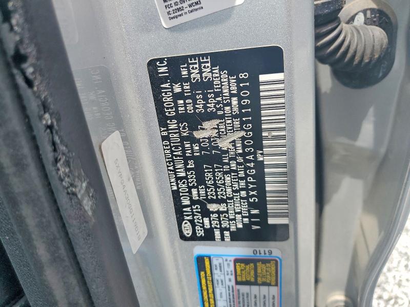Aukcja sprzedaży 2016 Kia Sorento, vin: 5XYPG4A30GG119018, numer aukcji: 55412906