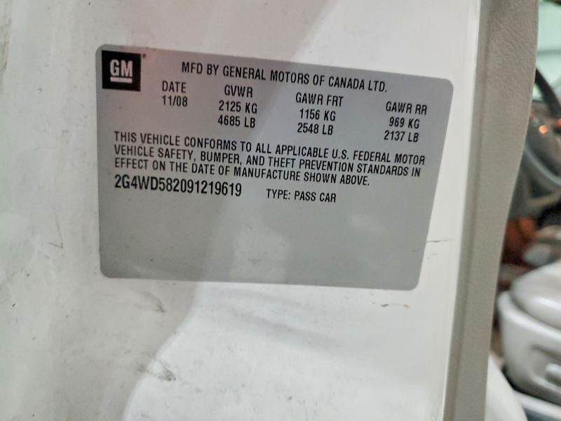 54531546 :رقم المزاد ، 2G4WD582091219619 vin ، 2009 Buick Lacrosse مزاد بيع