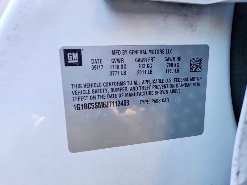 52240186 :رقم المزاد ، 1G1BC5SM6J7113403 vin ، 2018 Chevrolet Cruze مزاد بيع