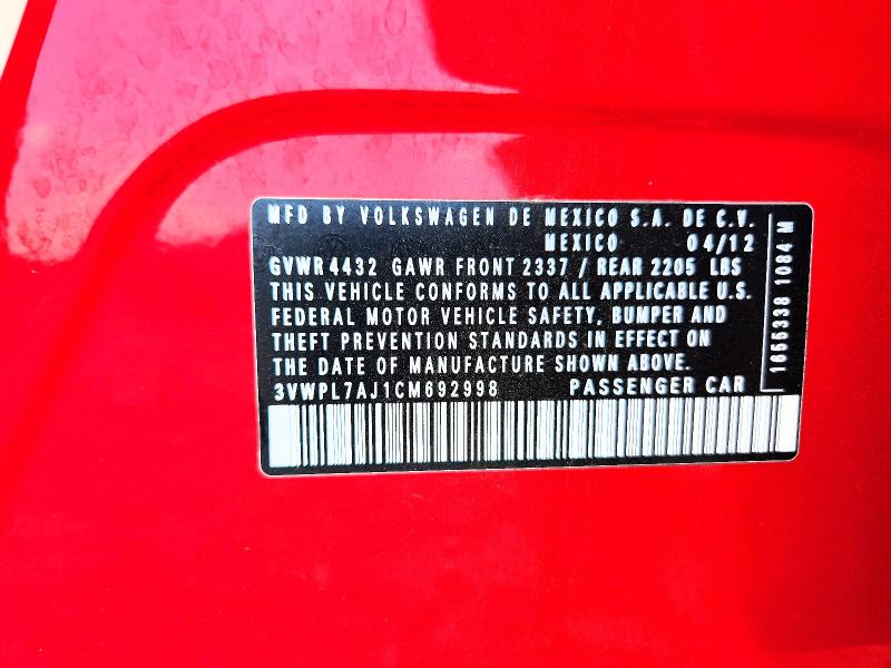 Продаж на аукціоні авто 2012 Volkswagen Jetta, vin: 3VWPL7AJ1CM692998, номер лоту: 53562396