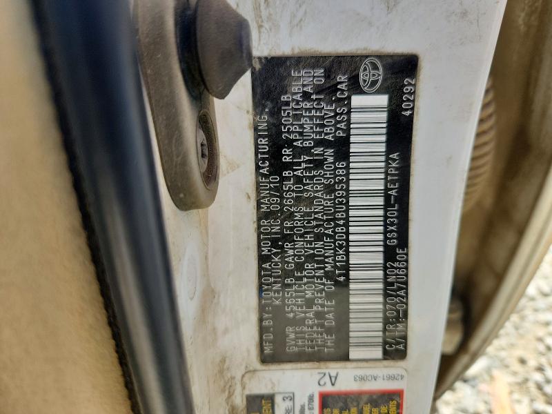 2011 Toyota Avalon მანქანა იყიდება აუქციონზე, vin: 4T1BK3DB4BU395386, აუქციონის ნომერი: 53666296