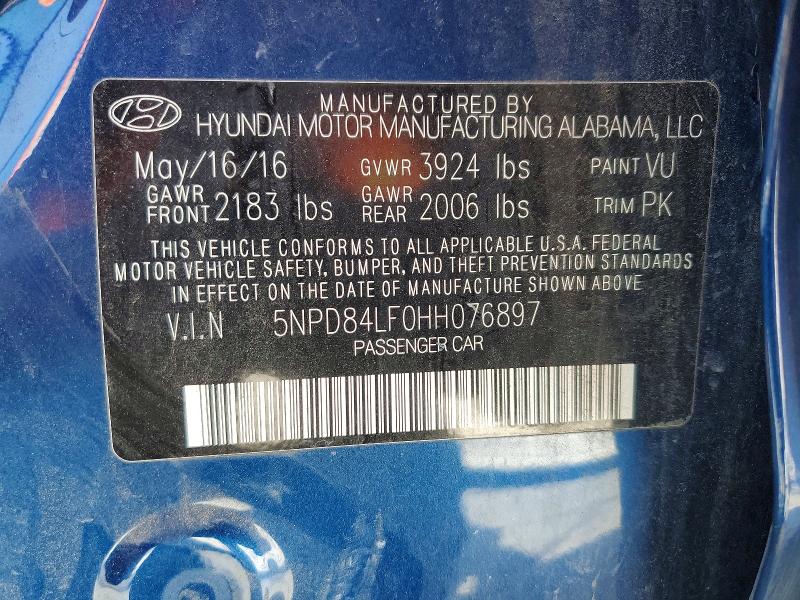Продаж на аукціоні авто 2017 Hyundai Elantra, vin: 5NPD84LF0HH076897, номер лоту: 54891356