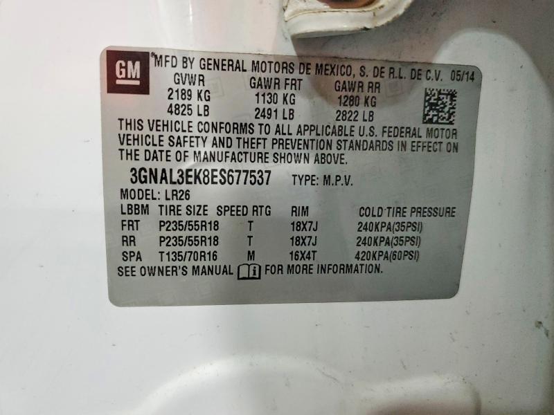 54706926 :رقم المزاد ، 3GNAL3EK8ES677537 vin ، 2014 Chevrolet Captiva مزاد بيع