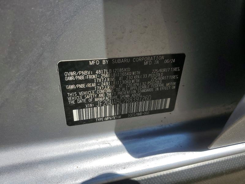 Aukcja sprzedaży 2024 Subaru Crosstrek, vin: JF2GUABC2R8397260, numer aukcji: 54221836