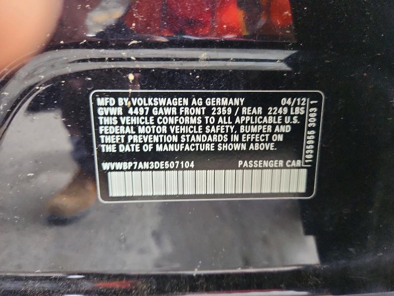 55449726 :رقم المزاد ، WVWBP7AN3DE507104 vin ، 2013 Volkswagen Cc مزاد بيع