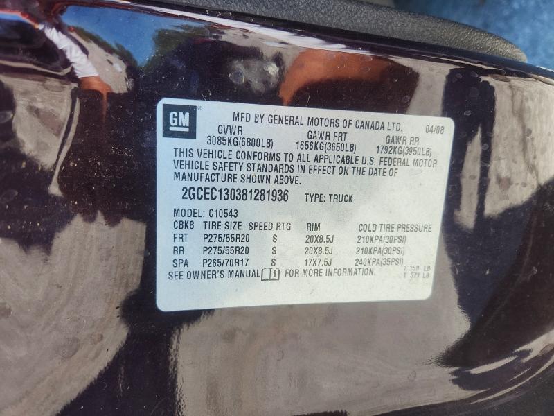 Aukcja sprzedaży 2008 Chevrolet Silverado, vin: 2GCEC130381281936, numer aukcji: 52381696