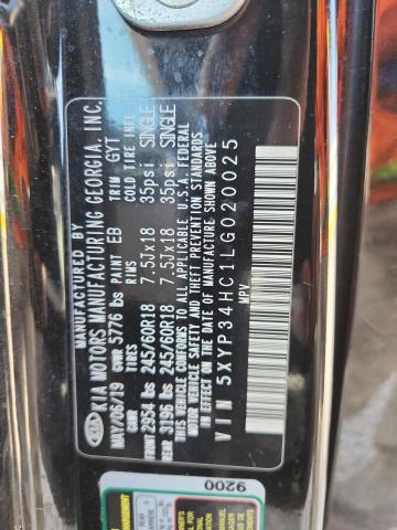 52502076 :رقم المزاد ، 5XYP34HC1LG020025 vin ، 2020 Kia Telluride مزاد بيع