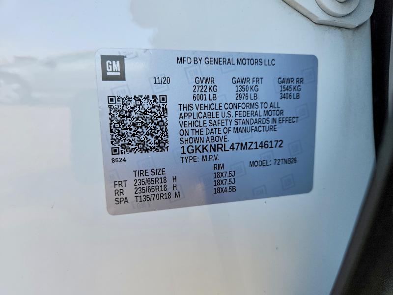 Aukcja sprzedaży 2021 Gmc Acadia, vin: 1GKKNRL47MZ146172, numer aukcji: 54330376