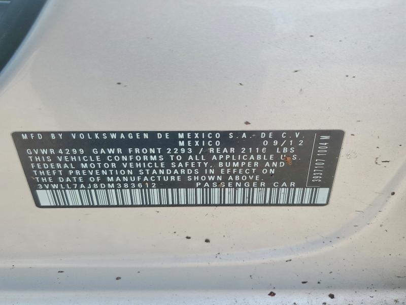 2013 Volkswagen Jetta მანქანა იყიდება აუქციონზე, vin: 3VWLL7AJ8DM383612, აუქციონის ნომერი: 52470616