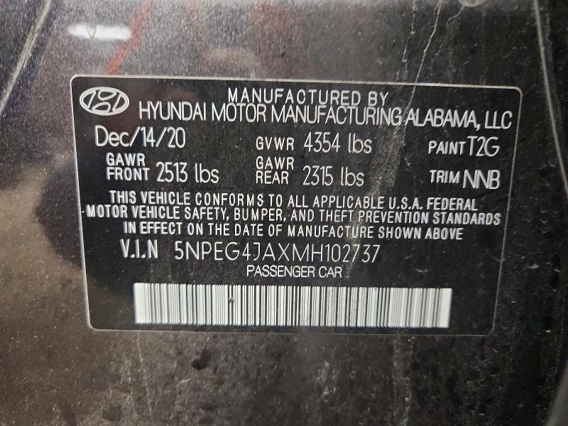Продажа на аукционе авто 2021 Hyundai Sonata, vin: 5NPEG4JAXMH102737, номер лота: 54095466