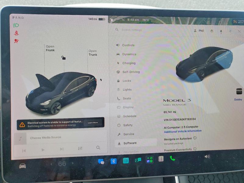54056396 :رقم المزاد ، 5YJ3E1EA0KF193034 vin ، 2019 Tesla Model 3 مزاد بيع