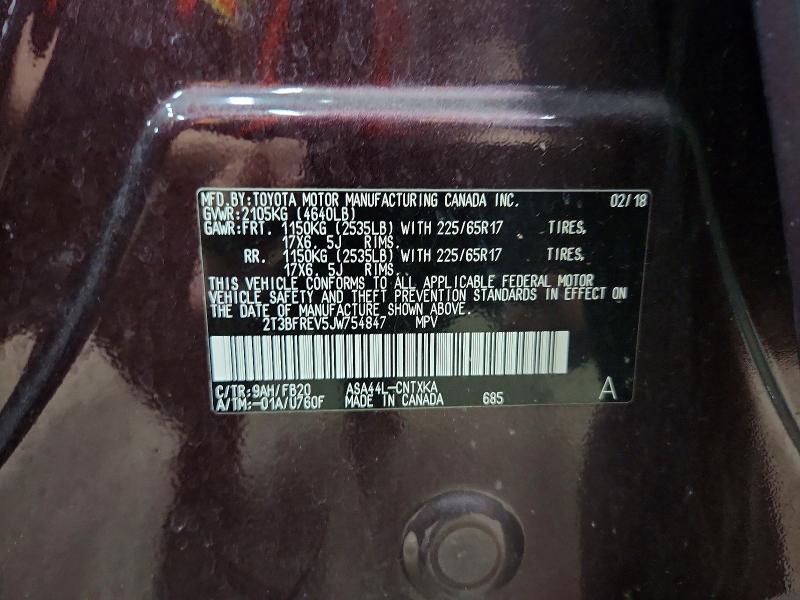 Продаж на аукціоні авто 2018 Toyota Rav4, vin: 2T3BFREV5JW754847, номер лоту: 55332986