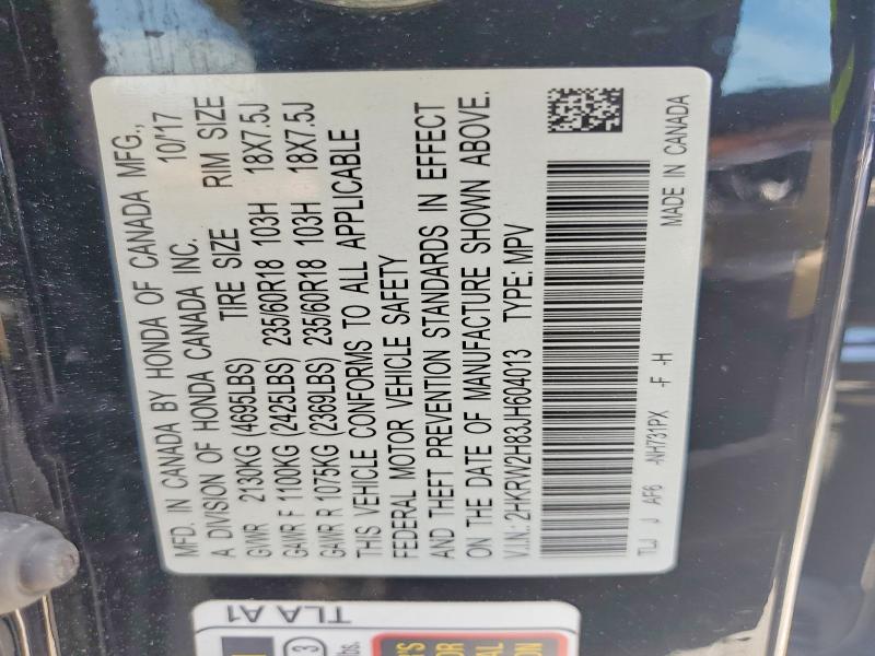 53122646 :رقم المزاد ، 2HKRW2H83JH604013 vin ، 2018 Honda Cr-v مزاد بيع
