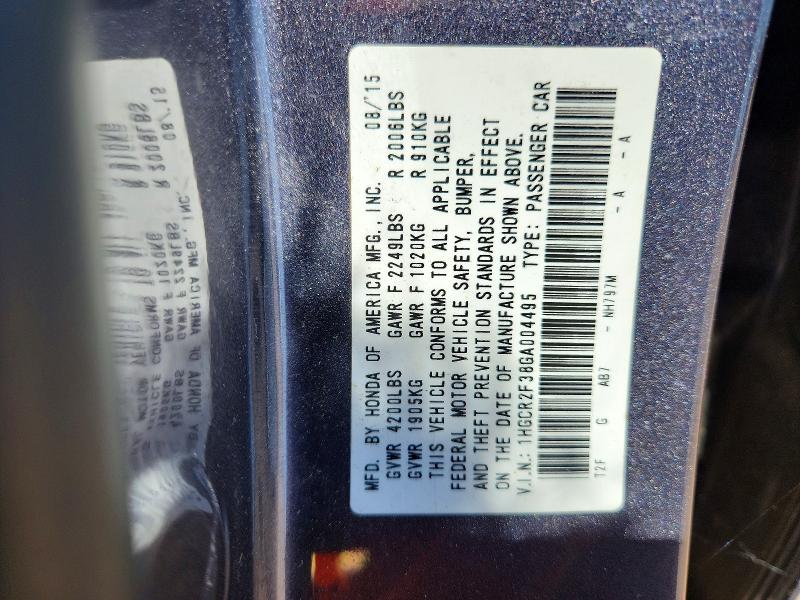 Продаж на аукціоні авто 2016 Honda Accord, vin: 1HGCR2F38GA004495, номер лоту: 54464426