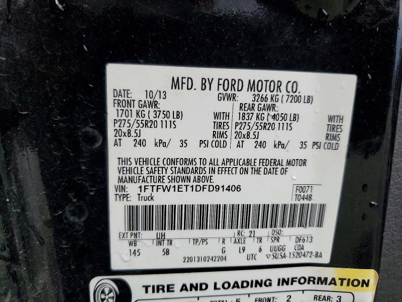 Продажа на аукционе авто 2013 Ford F150, vin: 1FTFW1ET1DFD91406, номер лота: 52497596