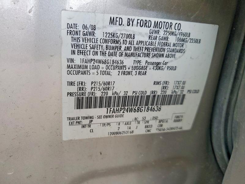Aukcja sprzedaży 2008 Ford Taurus, vin: 1FAHP24W68G184636, numer aukcji: 51153906