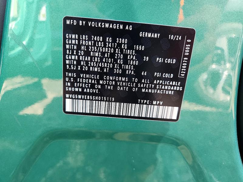 Aukcja sprzedaży 2025 Volkswagen Id Buzz, vin: WVG5WVEB5SH015119, numer aukcji: 53443286