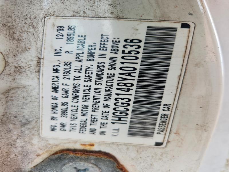Продажа на аукционе авто 2000 Honda Accord, vin: 1HGCG3148YA010536, номер лота: 53455896