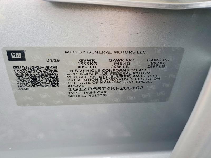 Продажа на аукционе авто 2019 Chevrolet Malibu, vin: 1G1ZB5ST4KF206162, номер лота: 54638866