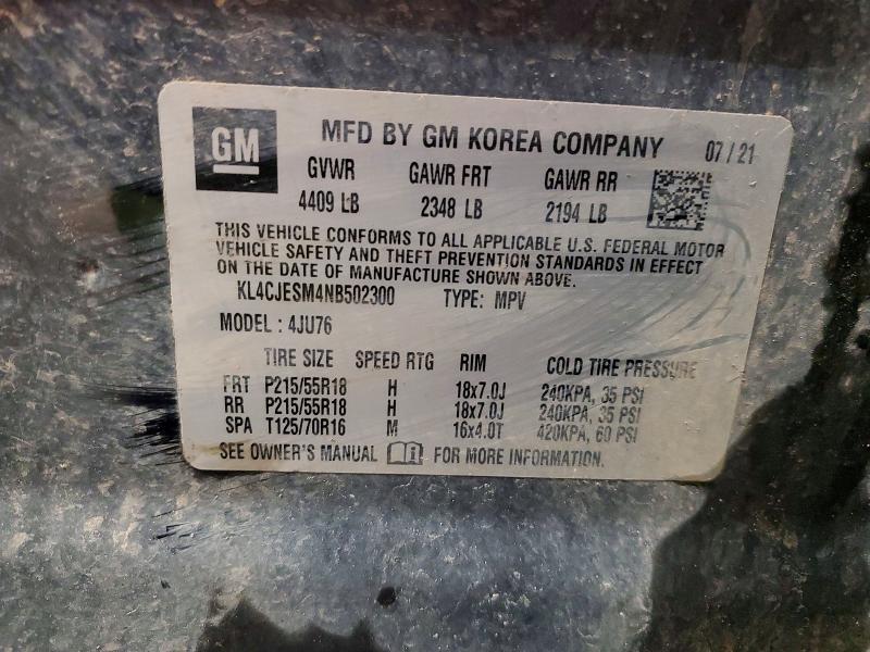 Aukcja sprzedaży 2022 Buick Encore, vin: KL4CJESM4NB502300, numer aukcji: 52952216