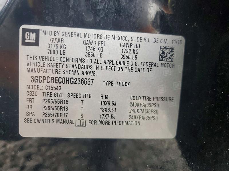 Продажа на аукционе авто 2017 Chevrolet Silverado, vin: 3GCPCREC0HG236667, номер лота: 55495236