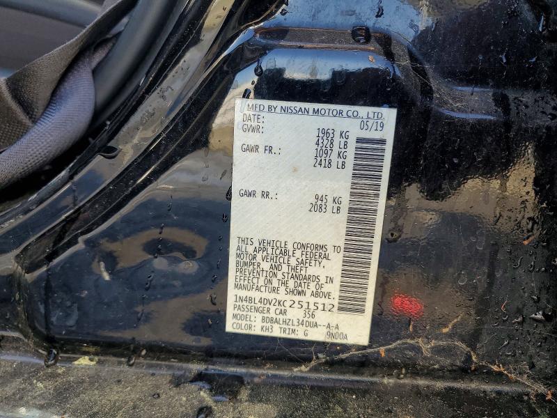 Продаж на аукціоні авто 2019 Nissan Altima, vin: 1N4BL4DV2KC251512, номер лоту: 52575146
