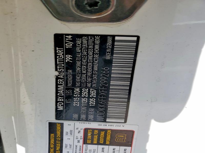 53918686 :رقم المزاد ، WDDKK6FFXFF299266 vin ، 2015 Mercedes-benz E مزاد بيع