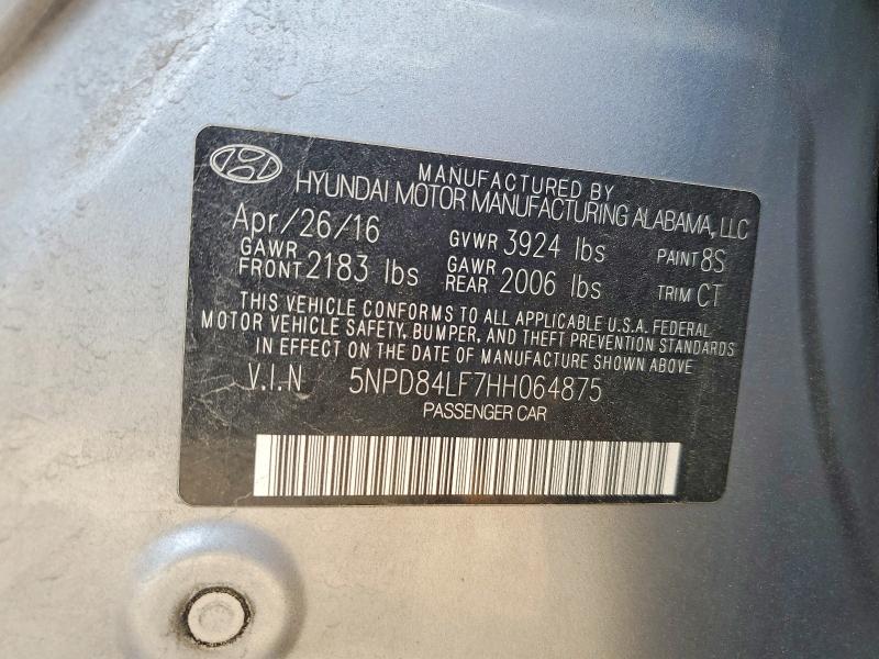 Продажа на аукционе авто 2017 Hyundai Elantra, vin: 5NPD84LF7HH064875, номер лота: 54666046