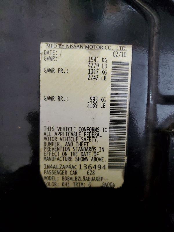Продаж на аукціоні авто 2010 Nissan Altima, vin: 1N4AL2AP4AC136494, номер лоту: 54342576
