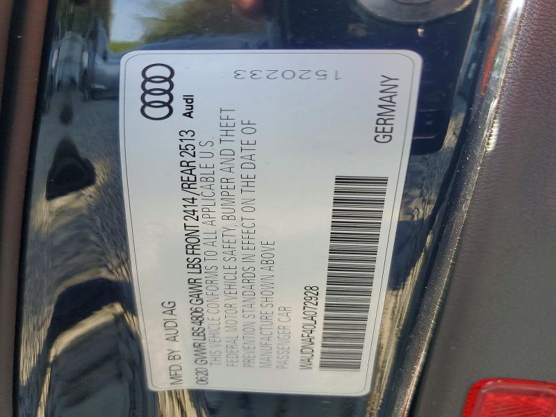 53990036 :رقم المزاد ، WAUDNAF40LA072928 vin ، 2020 Audi A4 مزاد بيع