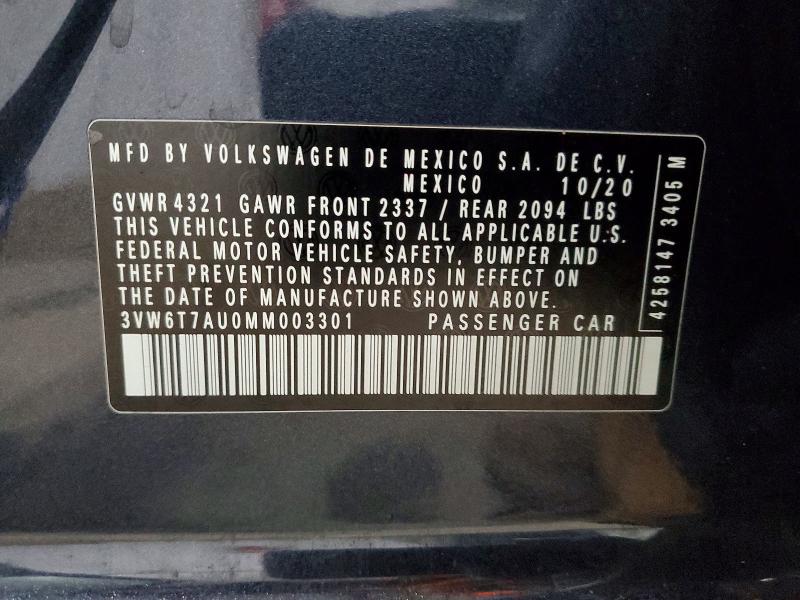 Продаж на аукціоні авто 2021 Volkswagen Gti, vin: 3VW6T7AU0MM003301, номер лоту: 54390906