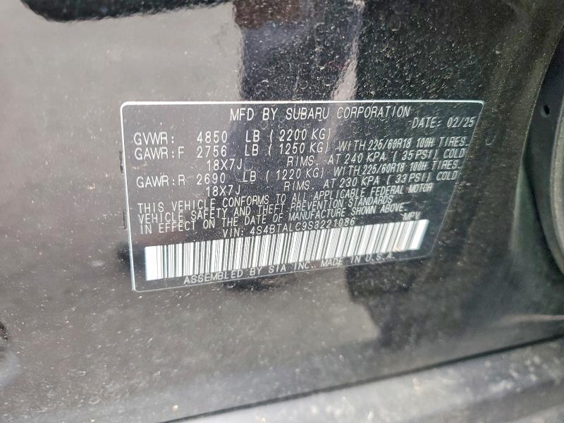 Aukcja sprzedaży 2025 Subaru Outback, vin: 4S4BTALC9S3221086, numer aukcji: 51871386