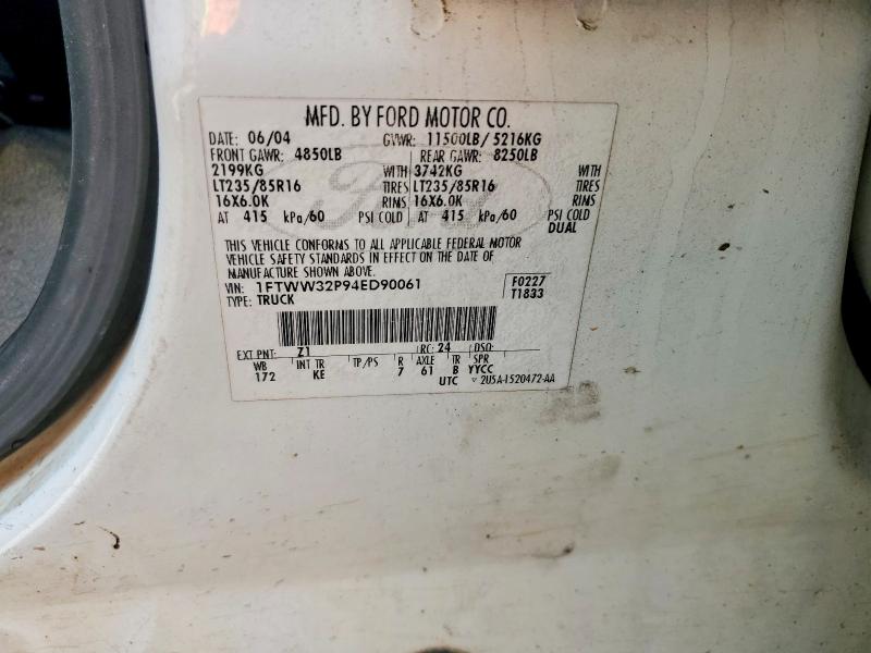 Продаж на аукціоні авто 2004 Ford F350, vin: 1FTWW32P94ED90061, номер лоту: 54156026
