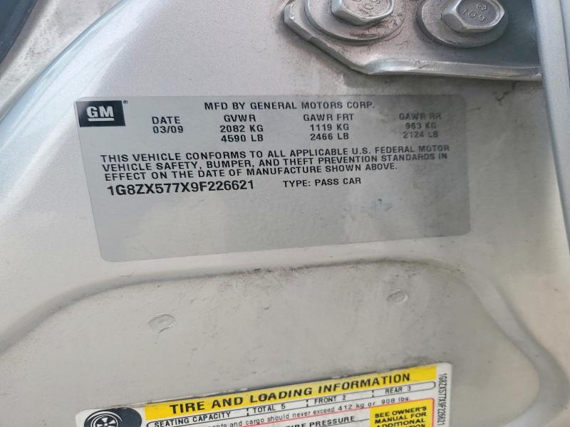 54619886 :رقم المزاد ، 1G8ZX577X9F226621 vin ، 2009 Saturn Aura مزاد بيع