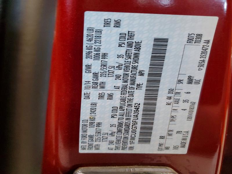 55111526 :رقم المزاد ، 1FMCU0G76FUA39452 vin ، 2015 Ford Escape مزاد بيع