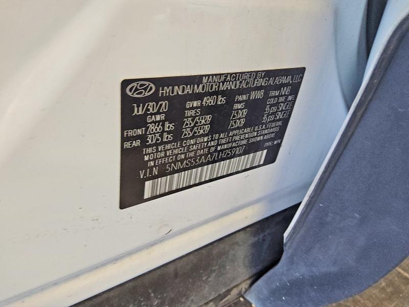 Продаж на аукціоні авто 2020 Hyundai Santa Fe, vin: 5NMS53AA7LH259107, номер лоту: 52357376