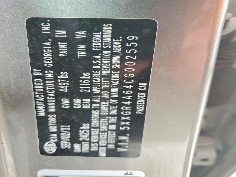 Продаж на аукціоні авто 2012 Kia Optima, vin: 5XXGR4A64CG002559, номер лоту: 53666016