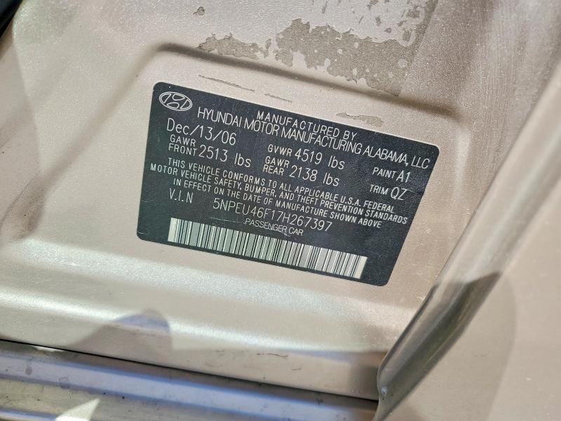 2007 Hyundai Sonata მანქანა იყიდება აუქციონზე, vin: 5NPEU46F17H267397, აუქციონის ნომერი: 53842356