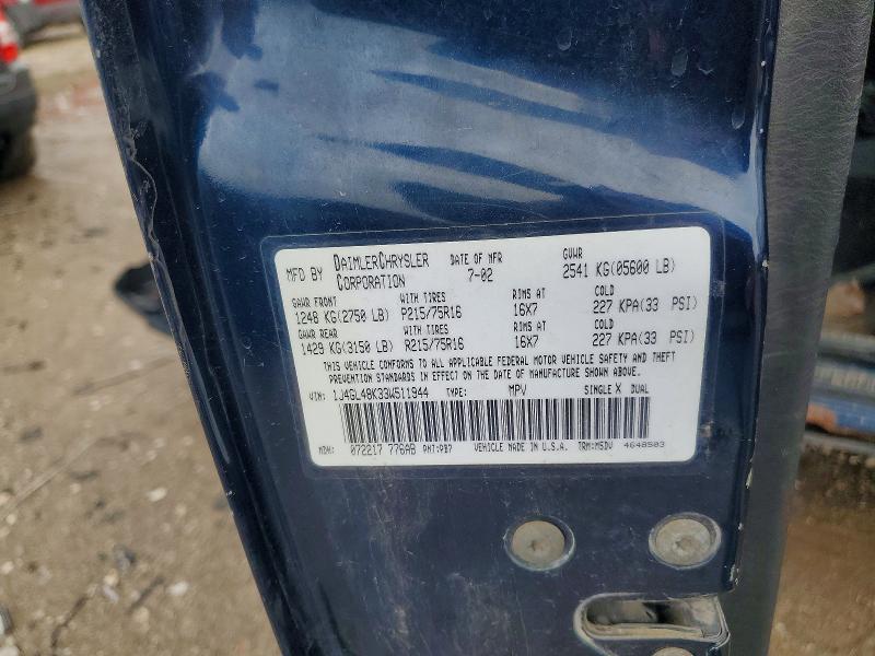 51970966 :رقم المزاد ، 1J4GL48K33W511944 vin ، 2003 Jeep Liberty مزاد بيع