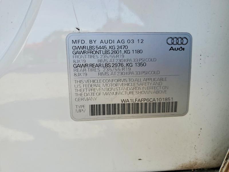 Aukcja sprzedaży 2012 Audi Q5, vin: WA1LFAFP6CA101851, numer aukcji: 52653256