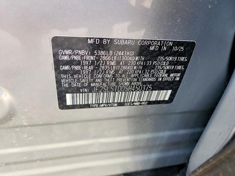 Продаж на аукціоні авто 2025 Subaru Forester, vin: JF2SLSTD0SH450375, номер лоту: 52692586