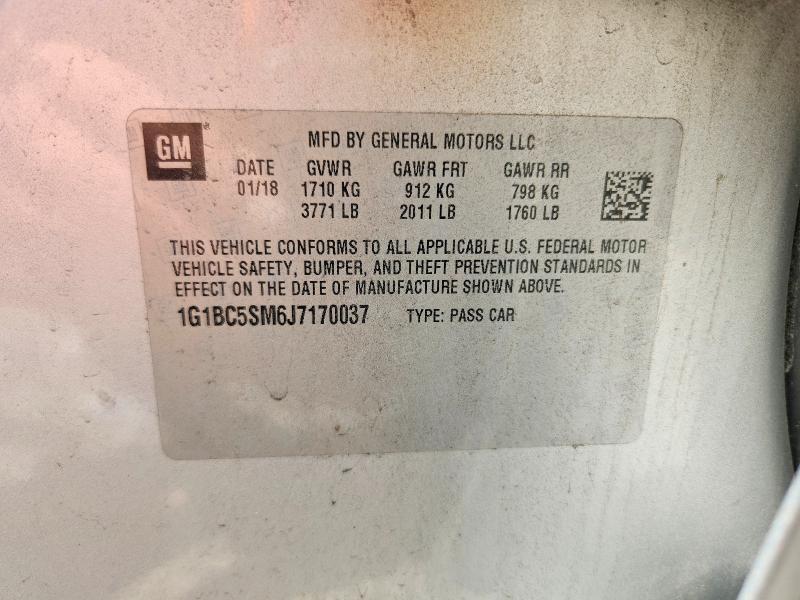 Aukcja sprzedaży 2018 Chevrolet Cruze, vin: 1G1BC5SM6J7170037, numer aukcji: 52347196