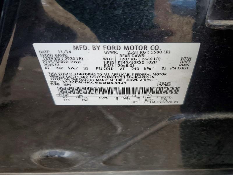 2014 Ford Edge მანქანა იყიდება აუქციონზე, vin: 2FMDK4KC6EBB64431, აუქციონის ნომერი: 54653326