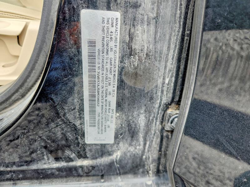 54769036 :رقم المزاد ، 3VWBX7AJ5BM394662 vin ، 2011 Volkswagen Jetta مزاد بيع