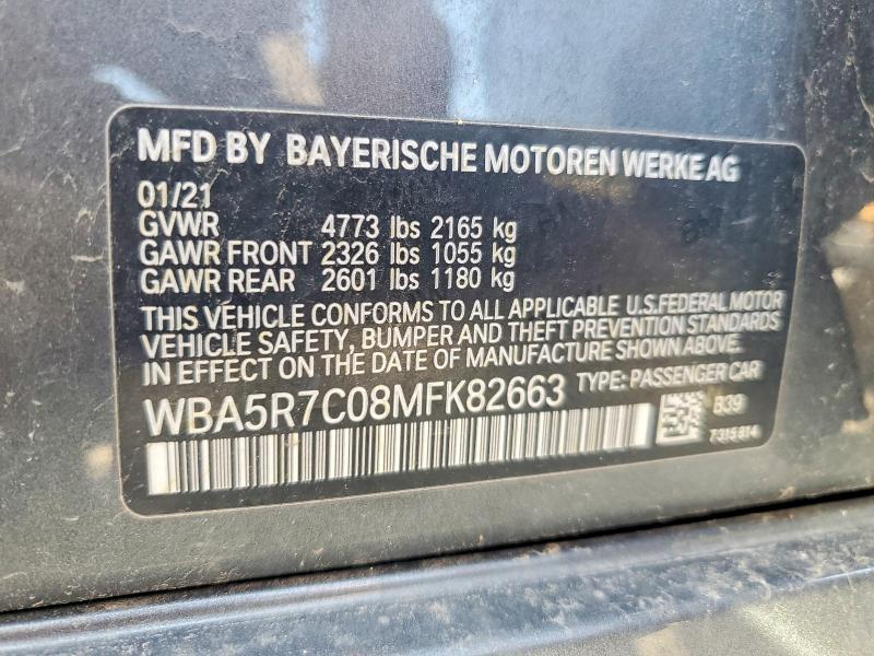 Aukcja sprzedaży 2021 Bmw 330xi, vin: WBA5R7C08MFK82663, numer aukcji: 54079866