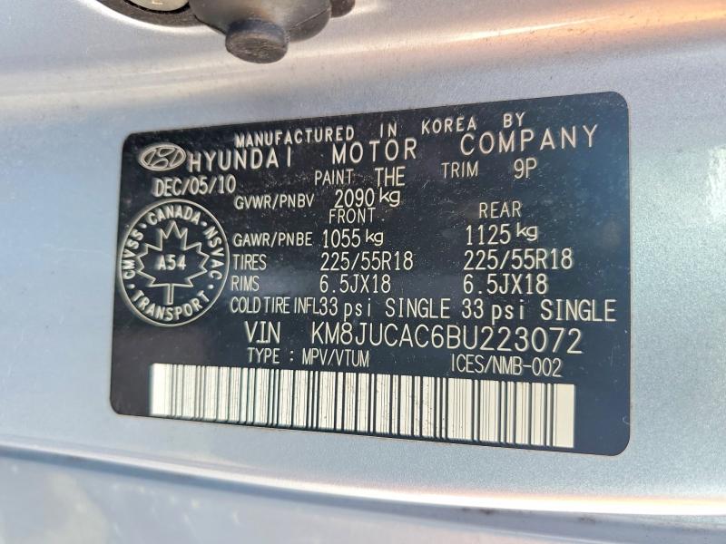 Aukcja sprzedaży 2011 Hyundai Tucson, vin: KM8JUCAC6BU223072, numer aukcji: 51861186