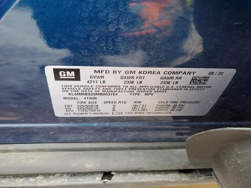2021 Buick Encore Gx მანქანა იყიდება აუქციონზე, vin: KL4MMBS29MB053154, აუქციონის ნომერი: 51877006