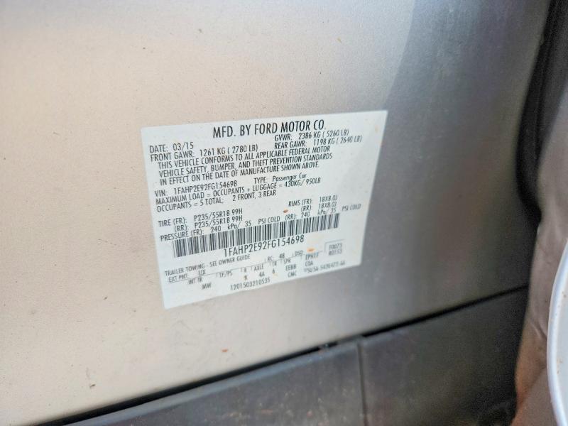 55431476 :رقم المزاد ، 1FAHP2E92FG154698 vin ، 2015 Ford Taurus مزاد بيع